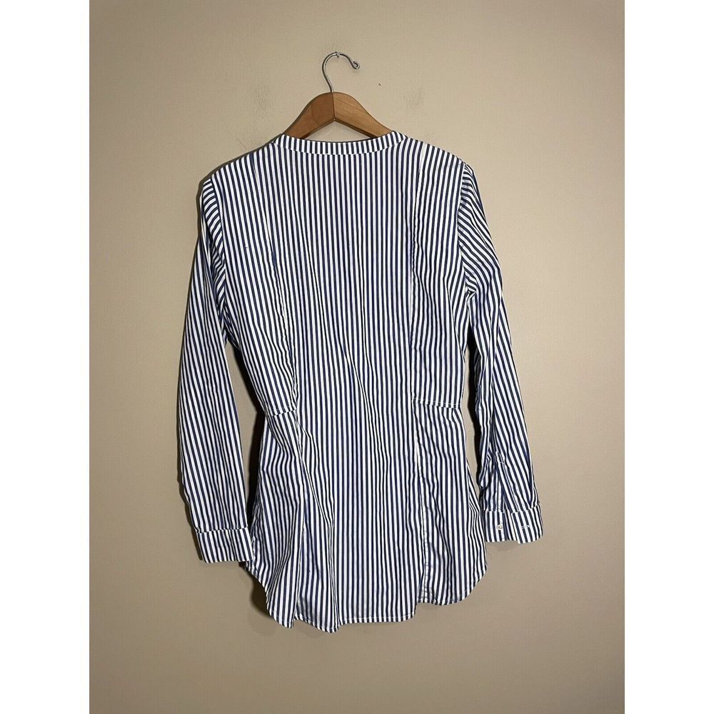 Sundance Front Tie Blouse Top Women’s Large Blue White Cotton Button Up Stripes - Picture 3 of 6